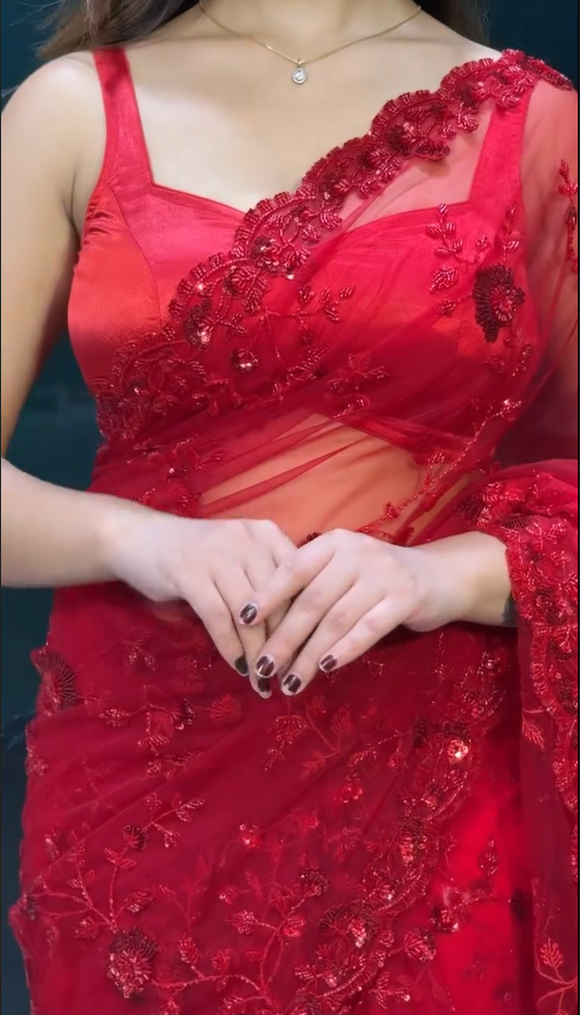 Red saree #249 - Image 5