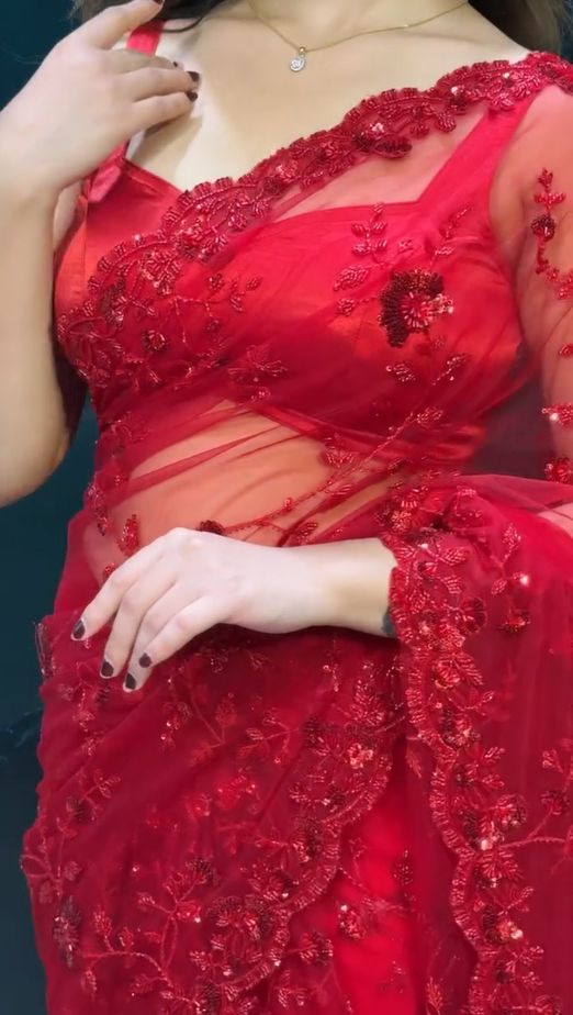 Red saree #249 - Image 3